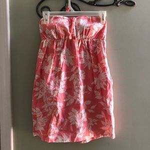 Forever 21 Pink & White Floral Strapless Sundress